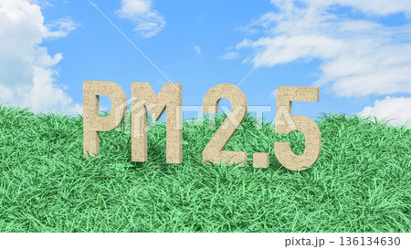 PM25 Air Pollution Level Concept in Green Grass Field 3d render. PM25 Air Pollution Level Concept in Green Grass Field 3d render. 136134630