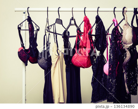 Hanger with female lingerie 136134890