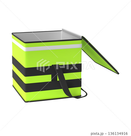 Food delivery courier opened handle bag, vector realistic 3D green takeaway thermal box container for dishes to order Food delivery courier opened handle bag, vector realistic 3D green takeaway thermal box container for dishes to order 136134916