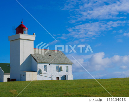 Obrestad lighthouse in Norway. 136134918