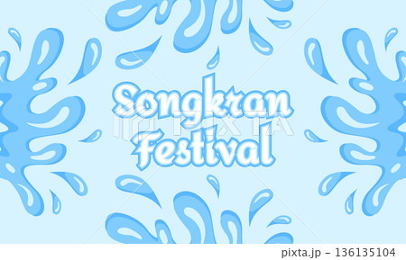 Abstract Songkran Thai New Year Background with Dynamic Water Splashes 136135104