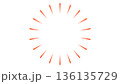 オレンジ色の鋭い集中線 136135729