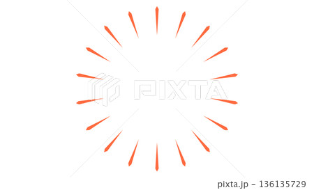 オレンジ色の鋭い集中線 136135729