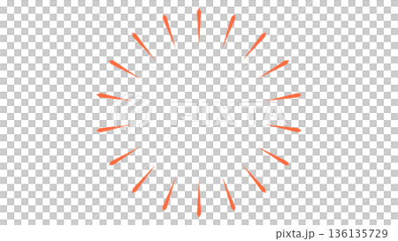 オレンジ色の鋭い集中線 136135729