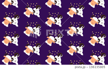 Eid al Adha Seamless Pattern with Lamb, Goat and Stars Eid al Adha Seamless Pattern with Lamb, Goat and Stars 136135805