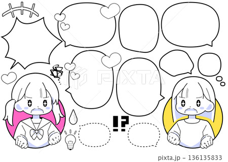 フキダシ　会話　女性 136135833