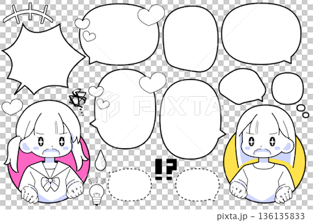 フキダシ　会話　女性 136135833