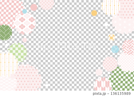 【春の背景素材】伝統文様のカラフルな和柄イラスト 136135989