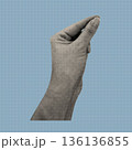 Trendy vintage collage conception with pointing finger symbol. Halftone illustration of human hand indicating direction and communication in retro pop art style. Vector illustration. 136136855
