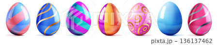 Colorful Easter eggs with stripes and swirls. Colorful Easter eggs with stripes and swirls. 136137462