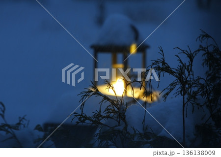 Outdoor Light During Evening in a Winter Storm 136138009