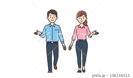 新生活・新年度のスタートを迎える新入社員のイラスト 136138312