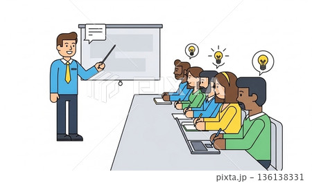 新入社員オリエンテーション・研修のイラスト 新入社員オリエンテーション・研修のイラスト 136138331