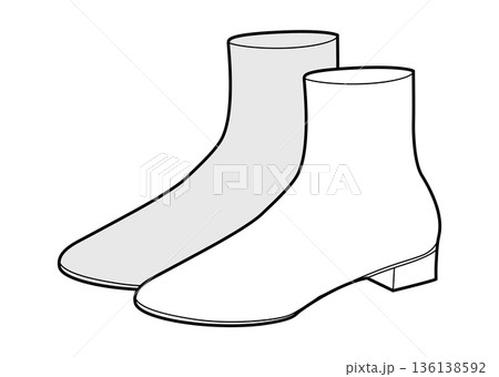 Sock boot women sketch pair. Slim ankle knit boot for modern city outfit and evening wear. Technical fashion 136138592