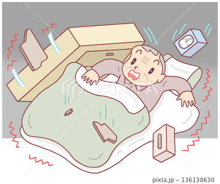 自然災害 - 就寝中の地震発生 136138630