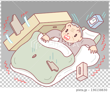 自然災害 - 就寝中の地震発生 136138630