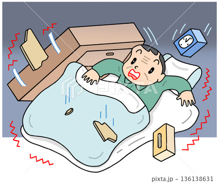 自然災害 - 就寝中の地震発生 136138631