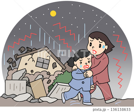 自然災害 - 深夜の地震被害 自然災害 - 深夜の地震被害 136138633