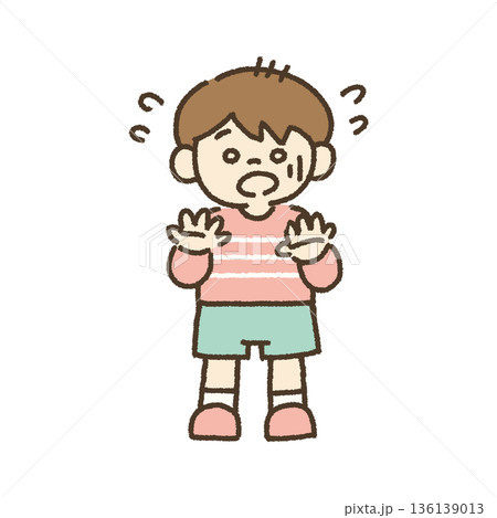 慌ててパニックになる男の子のイラスト 手描き 136139013