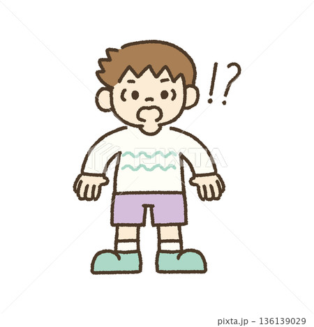 驚いてハッとする男の子のイラスト 手描き 驚いてハッとする男の子のイラスト 手描き 136139029