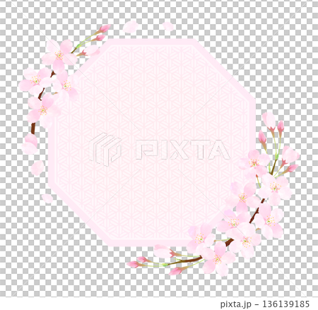 八角形相框,飾以櫻花花瓣 八角形相框,飾以櫻花花瓣 136139185