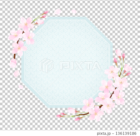 八角形相框,飾以櫻花花瓣 八角形相框,飾以櫻花花瓣 136139186