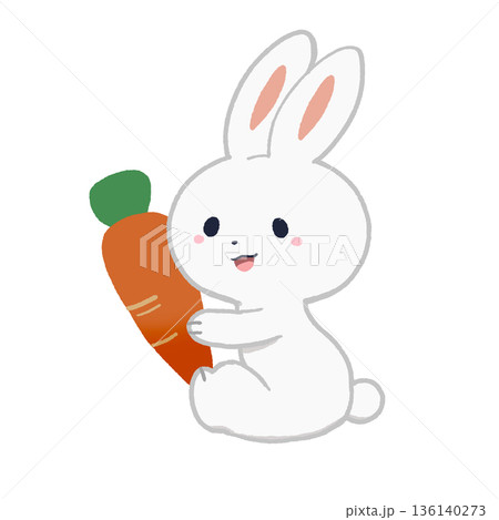 にんじんを抱くうさぎ 136140273