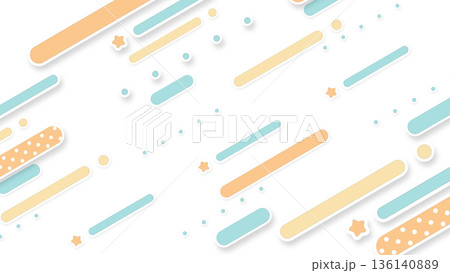 ゆっくりと流れる線と星のイラスト　白背景　淡い色バージョン 136140889