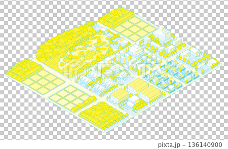 Suburban cityscape illustration. Isometric city. 136140900