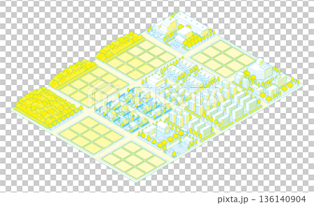 Suburban cityscape illustration. Isometric city. 136140904