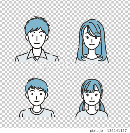 Simple face illustration set of four family members 136141127