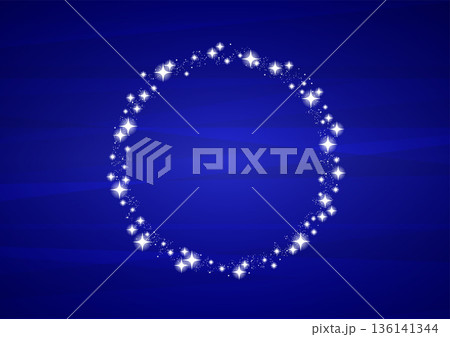 キラキラ丸型フレーム　青　 136141344