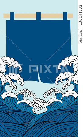 波　海のイラスト背景 136141532