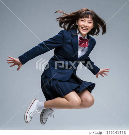 ジャンプする女子高生　Generative AI 136141558