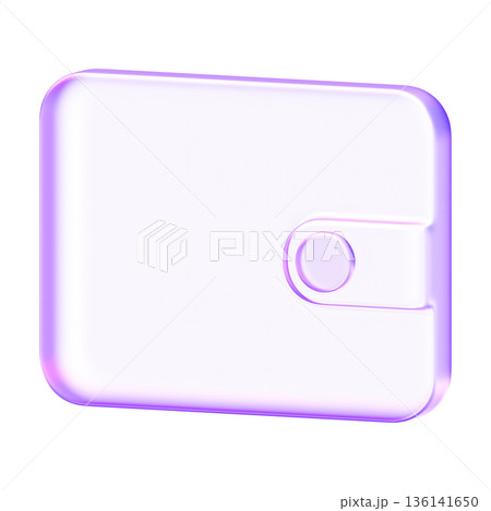 Elegant purple translucent 3D wallet icon in minimal glassmorphism style for digital payment and financial apps. Representing wealth and transaction security Elegant purple translucent 3D wallet icon in minimal glassmorphism style for digital payment and financial apps. Representing wealth and transaction security 136141650