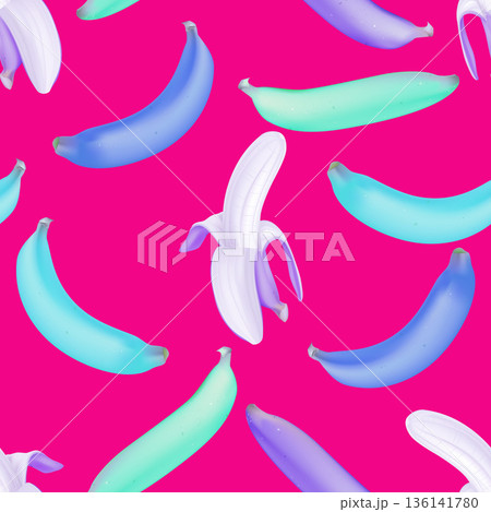 Fruit seamless pattern, Cavendish bananas in various color on pink Fruit seamless pattern, Cavendish bananas in various color on pink 136141780