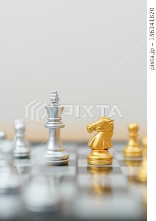 gold Chess King figure and Checkmate opponent during chessboard competition. Strategy, Success, management, business planning, win, disruption, Trade war and leadership concept gold Chess King figure and Checkmate opponent during chessboard competition. Strategy, Success, management, business planning, win, disruption, Trade war and leadership concept 136141870