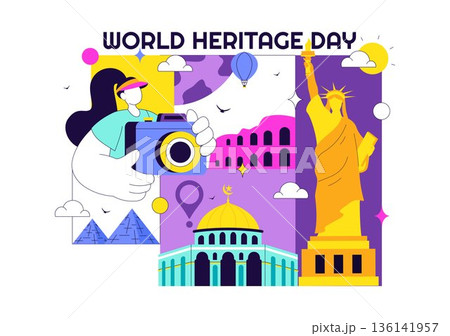World Heritage Day Vector Illustration on April 18 Celebrating Commemorative Monuments And Historic Sites From Multiple Countries With Flat Background 136141957