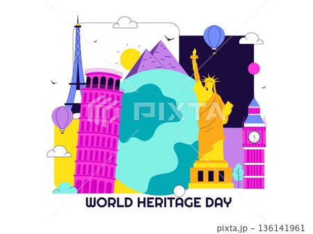 World Heritage Day Vector Illustration on April 18 Celebrating Commemorative Monuments And Historic Sites From Multiple Countries With Flat Background 136141961