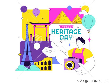 World Heritage Day Vector Illustration on April 18 Celebrating Commemorative Monuments And Historic Sites From Multiple Countries With Flat Background 136141962