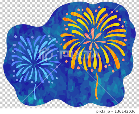 夜空中閃耀的煙火插圖，向量素材 136142036