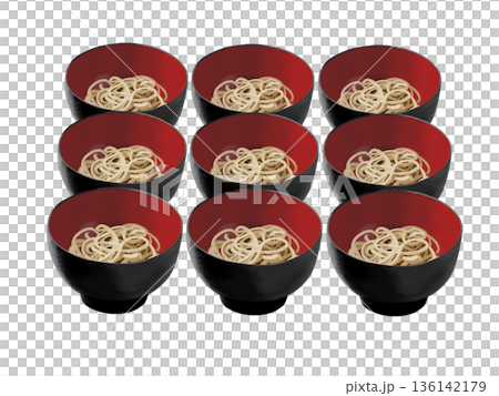 9 bowls of Wankosoba (no tray) 136142179