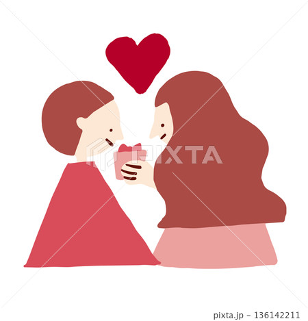 バレンタインを過ごす人カップル 136142211