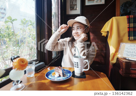 Young Asian during relaxing in coffee cafe shop. Have a Nice day concept 136142362