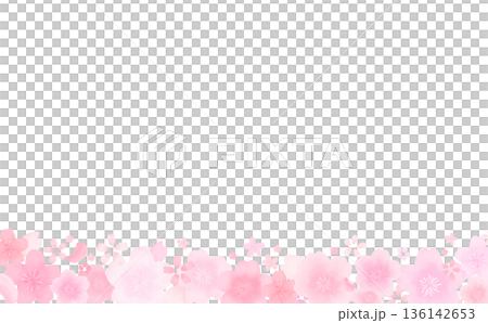 Watercolor style cute cherry blossom frame_bottom_no background_horizontal Watercolor style cute cherry blossom frame_bottom_no background_horizontal 136142653