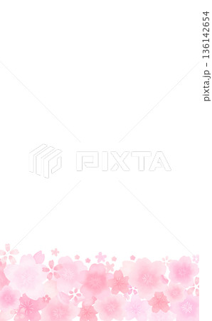 水彩風のかわいい桜のフレーム_下_背景なし_縦 水彩風のかわいい桜のフレーム_下_背景なし_縦 136142654