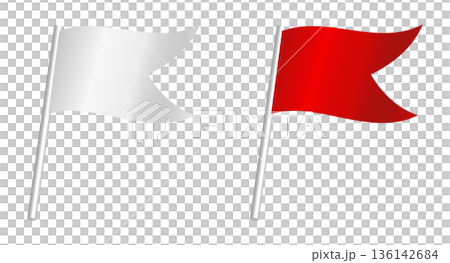 白い燕尾旗と赤い燕尾旗 136142684