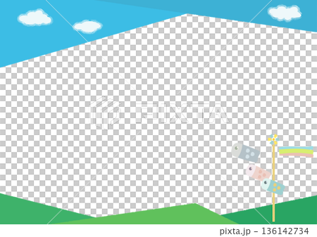 一幅鯉魚彩帶飛向藍天的畫面 136142734