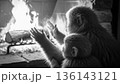暖炉とサル 136143121