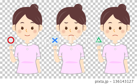 Illustration material of a beauty medical staff holding a cross sign 136143127